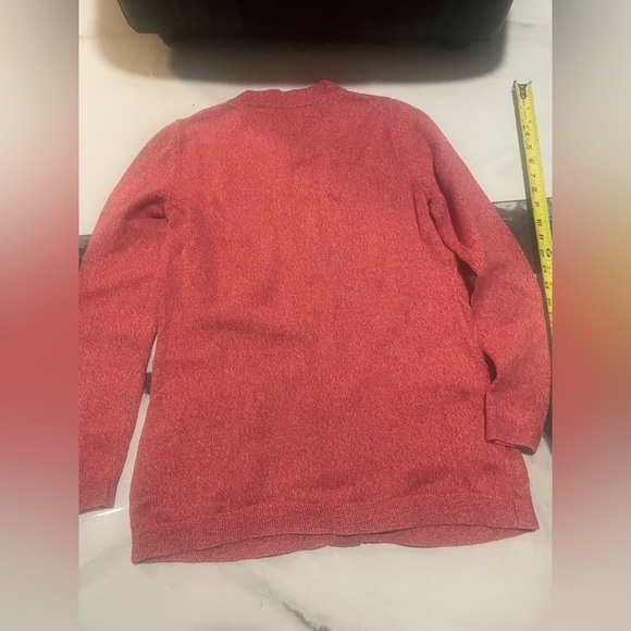 L.L. Bean Pink Cardigan Sweater with Classic Knit 100 % Coton - Picture 7 of 9
